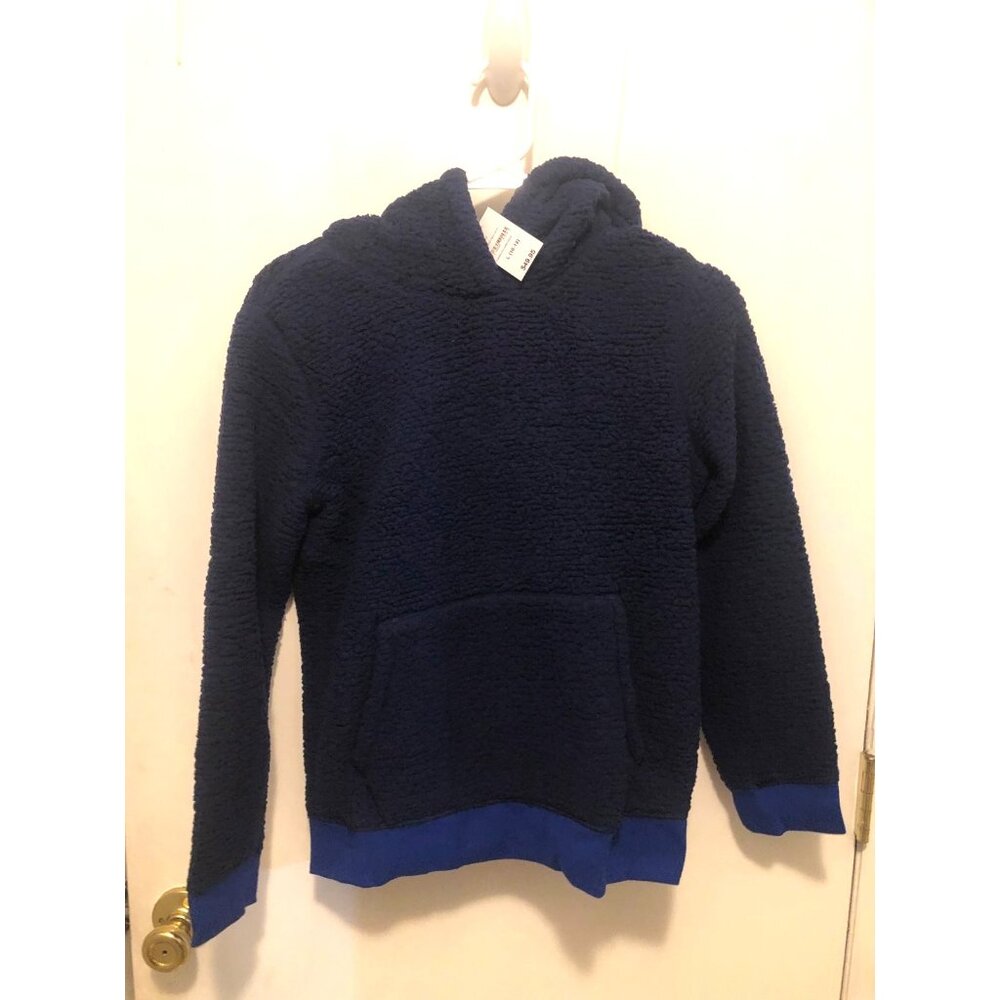 NWT Lands End Unisex SZ Small 6-7  Pullover Sherpa Feel Hoodie Pockets MSRP 50$